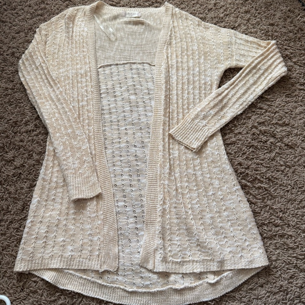 Altar'd State Cream Open-Front Knit Cardigan
